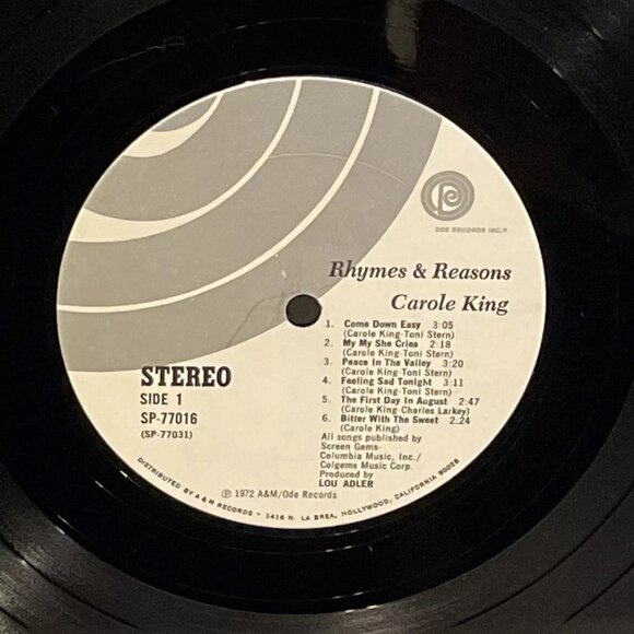 Carole King Rhymes & Reasons (Vinyl, 1972) Ode ODE SP 77016 VG+ LP Record Album - Picture 8 of 11